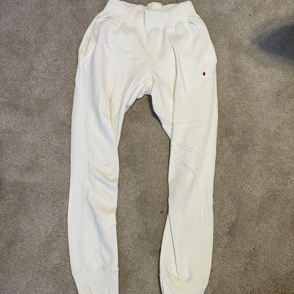 champion reverse weave joggers in off white size S